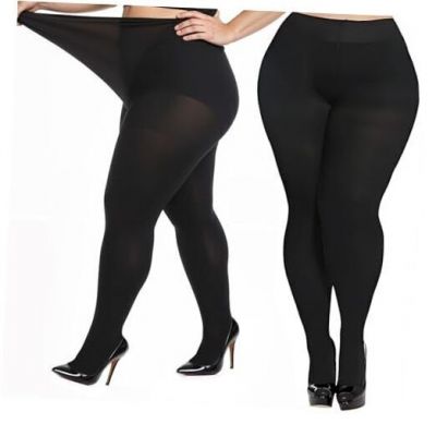 1Pairs Tights for Women Plus Size, 70D Black Nylons Opaque 4X-Large Tall