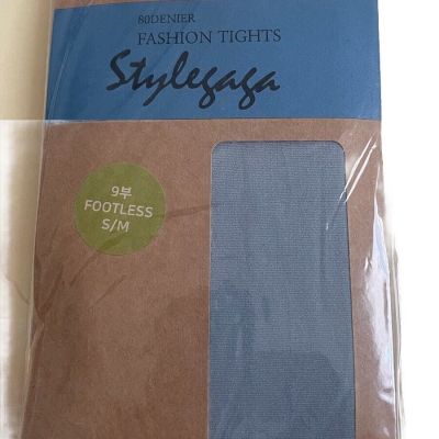 Stylegaga Footless Tights Powder Blue Size S/M New 80 Denier Globalegg Fashion