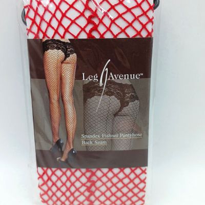 Leg Avenue Pantyhose Women's One Size Spandex Fishnet Back Seam Hosiery Red