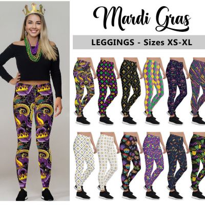 Mardi Gras Leggings #1 - Fat Tuesday, Bourbon Street Party Fashion Leggings