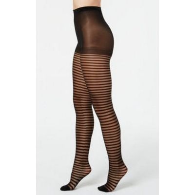 INC International Concepts Ladies Black Mini Stripe Tights, Size S/M, NWT