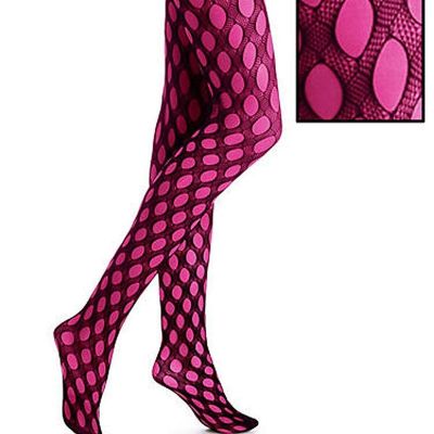 HUE Layered Net Women's Tights (Small/Medium, Dark Rose/Black)