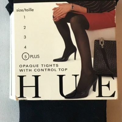 NEW Hue OPAQUE TIGHTS w/ Control Top NAVY BLUE Size 5 Plus (255-300 Lbs) 5'2