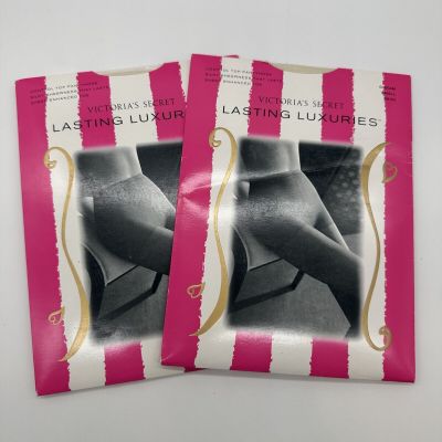 (2) Victoria's Secret Pantyhose Size S Cream Sheer Waist Lasting Luxuries NEW