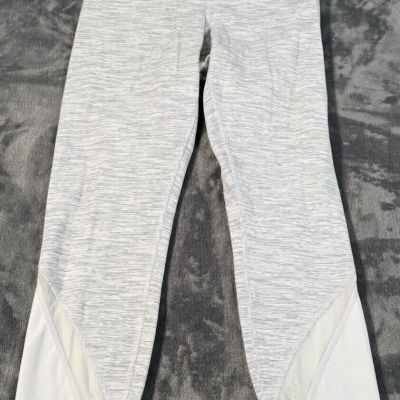 Womens Lululemon Wunder Under Crop High-Rise Scallop Leggings Gray White Mesh 6