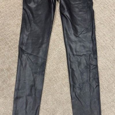 SPANX BLACK FAUX LEATHER WOMEN'S SLIMING LEGGINGS SZ M