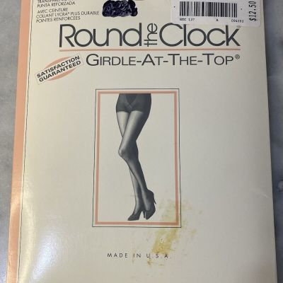 Vintage 1995 Round the Clock Girdle at the Top Pantyhose Ivory Sz A