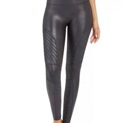 SPANX Black Faux Leather Moto Leggings Women’s Size Small Pants Biker Shapewear