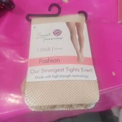 Secret Treasures Size Small FishNet Tights Beige