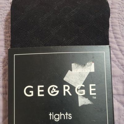 George Diamond Pattern Tights Black Soot Size 3 New with original tag