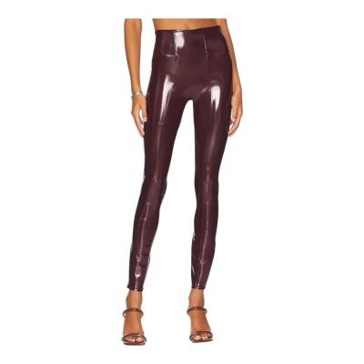 NWT SPANX Faux Patent Leather Leggings in Ruby Size Medium