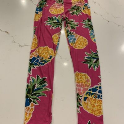 Two Left Feet S/M (4-10) Bright Pink Stretchy Pineapple Leggings