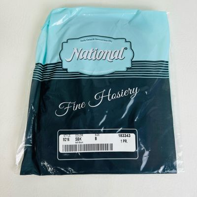 Vintage National Fine Hosiery Soft Black Size B Nylons Stockings Pantyhose