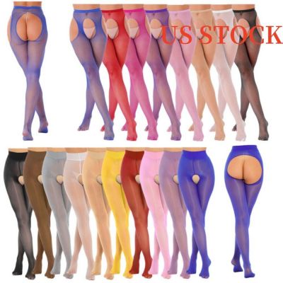 US Women's Lightweight Stretchy Leggings Hollow Out Stockings Mid Waist Pants