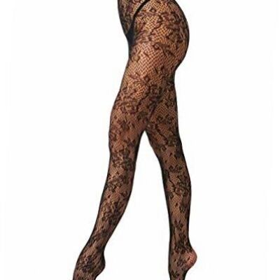 High Waist Fishnet Tights, Thigh High Suspender Small-Medium Allover Flower