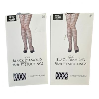 Black Diamond Women's Fishnet Stockings 2 Pairs New, One Size Fits Most