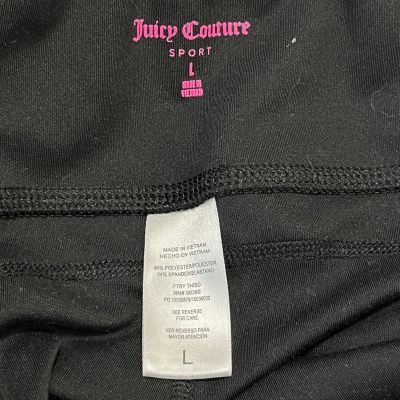 Juicy Couture Leggings Womens Large Black Sport Ankle Yoga Gym Stuido Workout