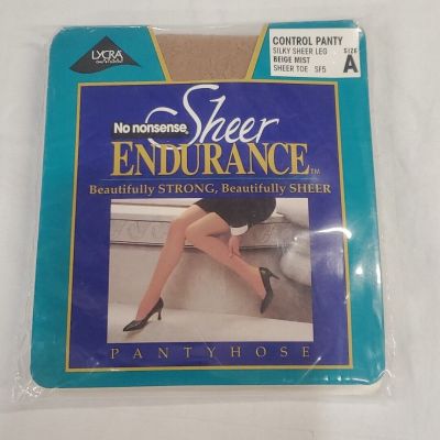 New No Nonsense Sheer Endurance Silky Leg Beige Mist Sheer Toe Size A Pantyhose