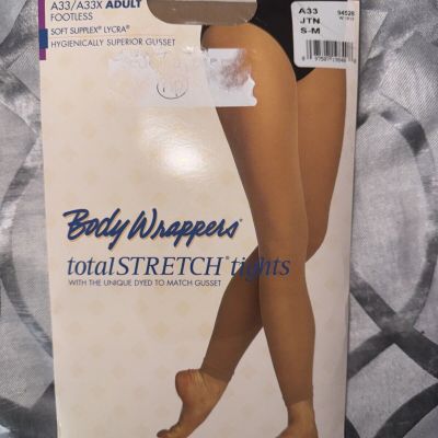 NWT BODY WRAPPERS Total Stretch A33 Adult TIGHTS FOOTLESS Small/Medium