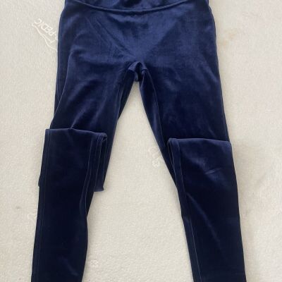 SPANX Velvet Leggings Women's S Shiny Blue Velour Stretch Shaping Pants