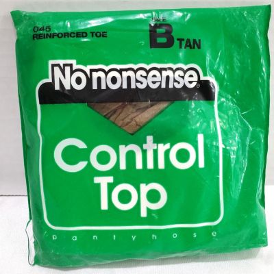 No Nonsense Control Top Pantyhose Nylons TAN Reinforced Toe Size B Vintage ITALY