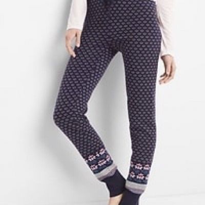 NEW  GAP GapBody Womens Fair Isle Sweater Leggings Knit Jogger Pants Blue XS NWT