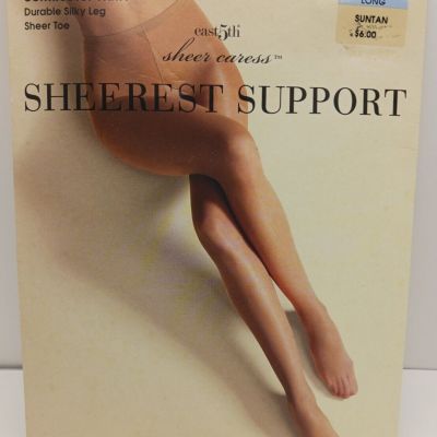 JC PENNEY Sheerest Support Control Top Pantyhose Suntan Long Sheer Toe