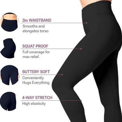 SATINA Womens High Waisted Legging-ONE SIZE And PLUS SIZE VARIOUS COLORS