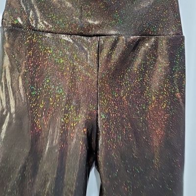 HI Waist Rainbow Copper Dots On Black MED American Apparel Metallic Leggings NWT