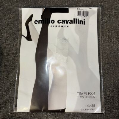 NIP EMILIO CAVALLINI Timeless Collection Tights Black White S/M ITALY