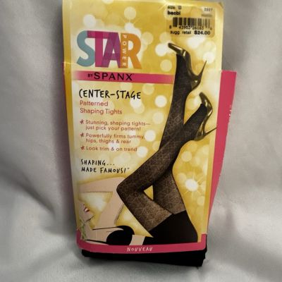 SPANX Star Power Backdrop Black Nouveau Patterned Shaping Tights Size B NWT