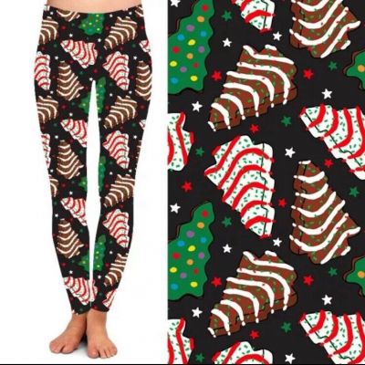 New Christmas Tree Cakes Holiday Leggings w/Pockets TC2  Size 20-26 Fast Ship