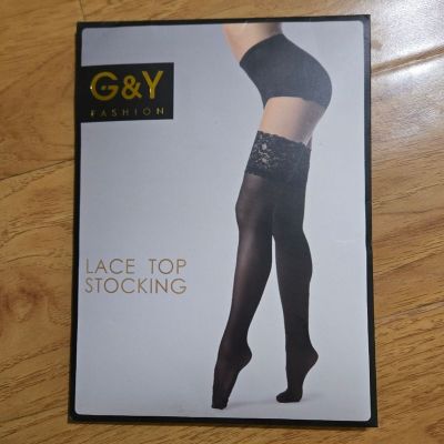 G&Y Lace Top Stocking Black- NIP