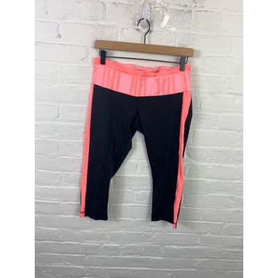 Lululemon Women's Cropped Leggings Casual Fit Stripe Black Pink Size 10