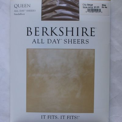 Vtg Berkshire All Day Sheers #4416 Sandalfoot Pantyhose 3-4x City Beige NOS