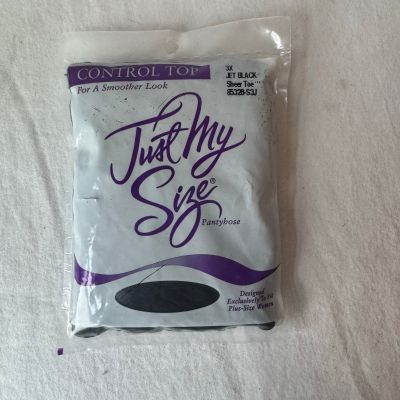 New in Pkg Vintage 1997 L'eggs Just My Size Control Top Pantyhose 3X Jet Black