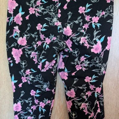 Torrid Cropped Legging Black Pink Floral Plus Size 2 Athleisure Comfy Flowers