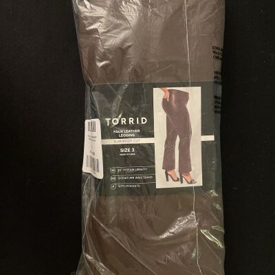 NWT Torrid Faux Leather Leggings Slim Boot Cut Size 3