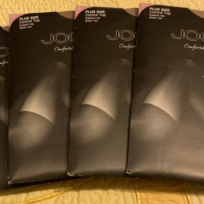 Vintage 4 pairs Jockey Support Sheer Plus Size Pantyhose Size E Nude Tan Honey