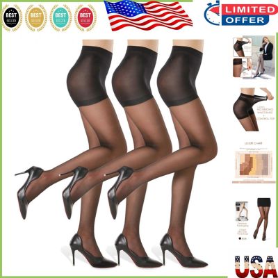 Women’s Black 20D Sheer Tights - 3 Pairs with Comfortable Control Top Design