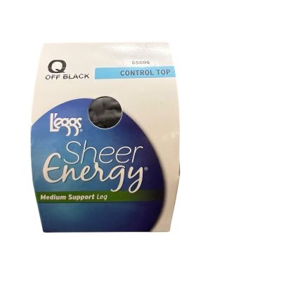 L'eggs SheerEnergy Control Top Medium Support Leg OFF BLACK Pantyhose Size Q