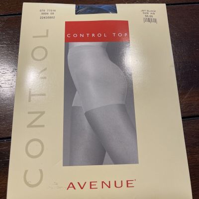 Avenue Control Top Pantyhose Size A/B Jet Black NEW