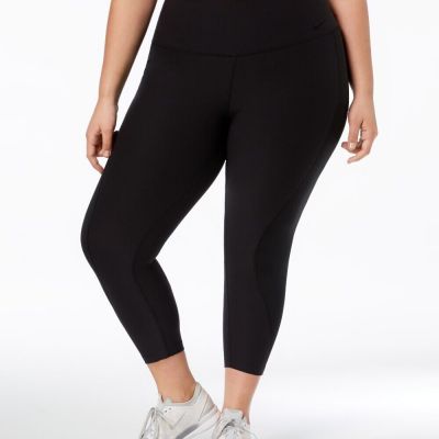 Nike Womens Dri fit Mesh Inset High Rise Cropped Leggings Size:2X Color:Black