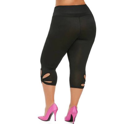 Plus Size Women's Stretch Capri Skinny Pants Ladies Cropped Leggings Trousers US