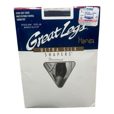 Hanes great legs ultra silky sheer waist to thigh control pantyhose AB black