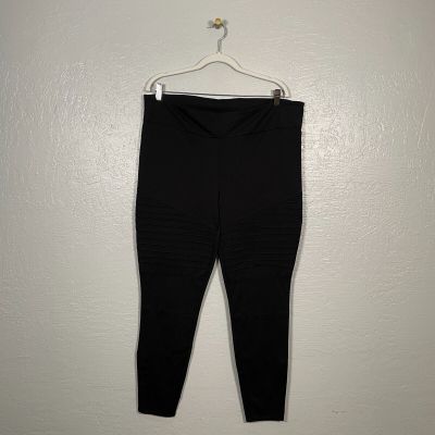 Lularoe Luxe Women Plus Size 3X Black Moto Leggings Stretch High Waisted Comfort