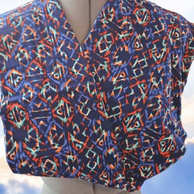 LuLaRoe Leggings Blue Orange Teal Red Geometric Designs Size TC