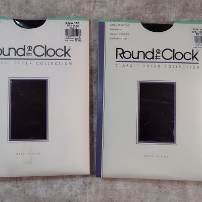 Round The Clock Girdle At The Top Pantyhose - Bit o Black - Size: C - 2 Pairs