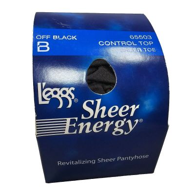 Leggs Sheer Energy Control Top Sheer Toe Tights Pantyhose Nylon Size B Off-Black