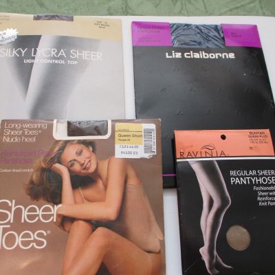 ASSORTEDLOT (4)  BRAND NEW PANTYHOSE PLUS SIZE QUEEN, SIZE 3, 2X FREE SHIPPING